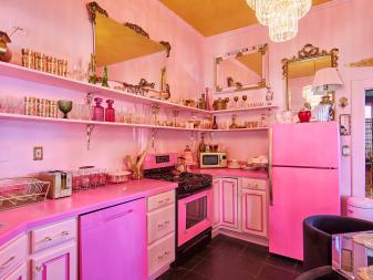 More Pink and Gold in This Retro Luxe Kitchen