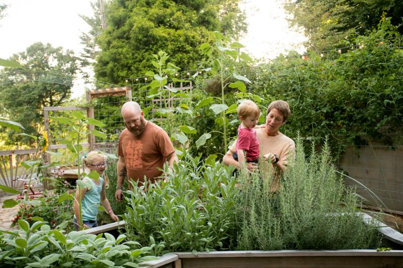The garden offers an interactive way for Kim and Brian's children to learn about and appreciate homegrown food, including herbs.