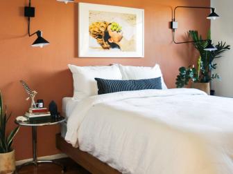 Boho Bedroom With a Terracotta Orange Accent Wall