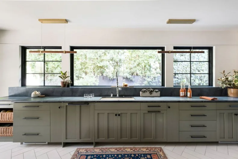 Contemporary Kitchen With Black Countertops