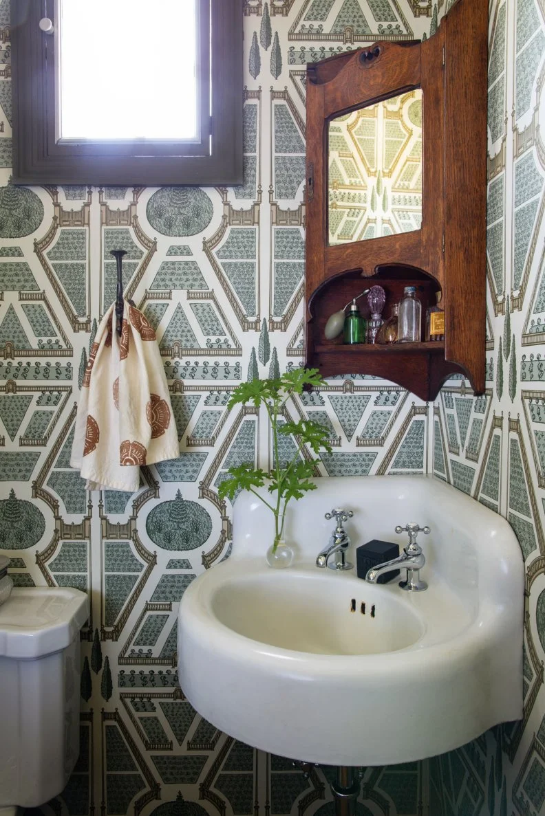 Powder Room With Corner Sink