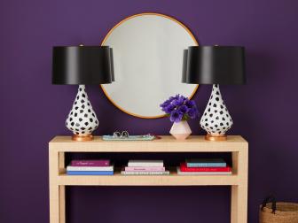 Purple Entryway With Dotted Lamps
