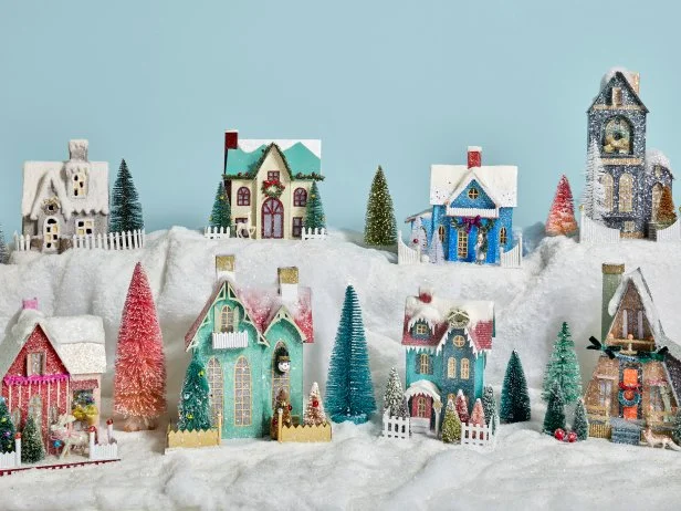 Mini Holiday Houses for a Mantel