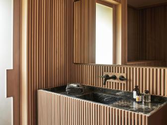 Modern Wood Paneled Bathroom