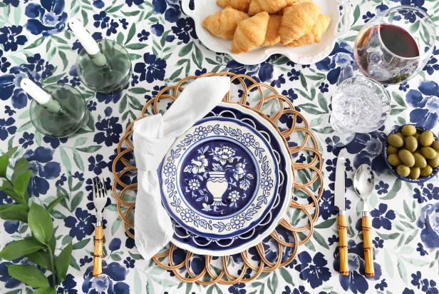 Blue and White Casual Table Setting