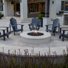 Fire Pit With Black Armchairs
