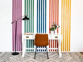 Home Office With Colorful Striped Wall