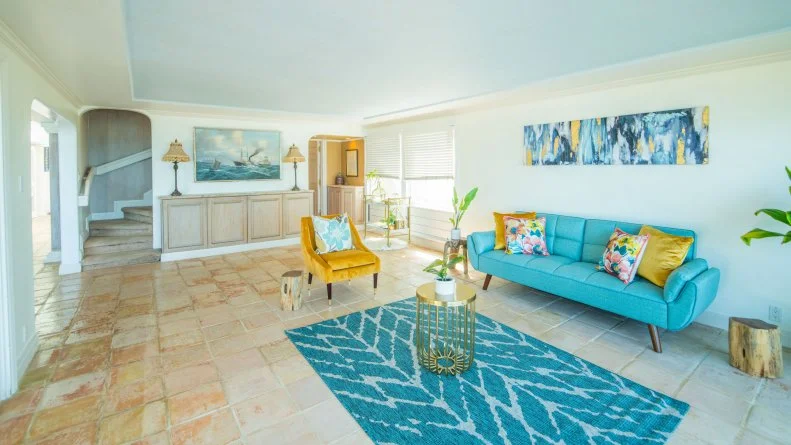 Blue and Yellow Living Room