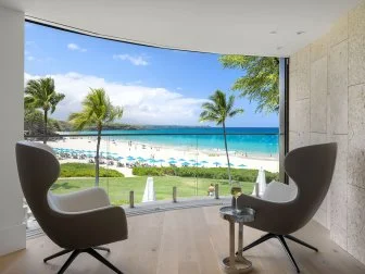 Midcentury Modern Living Room Overlooking the Beach