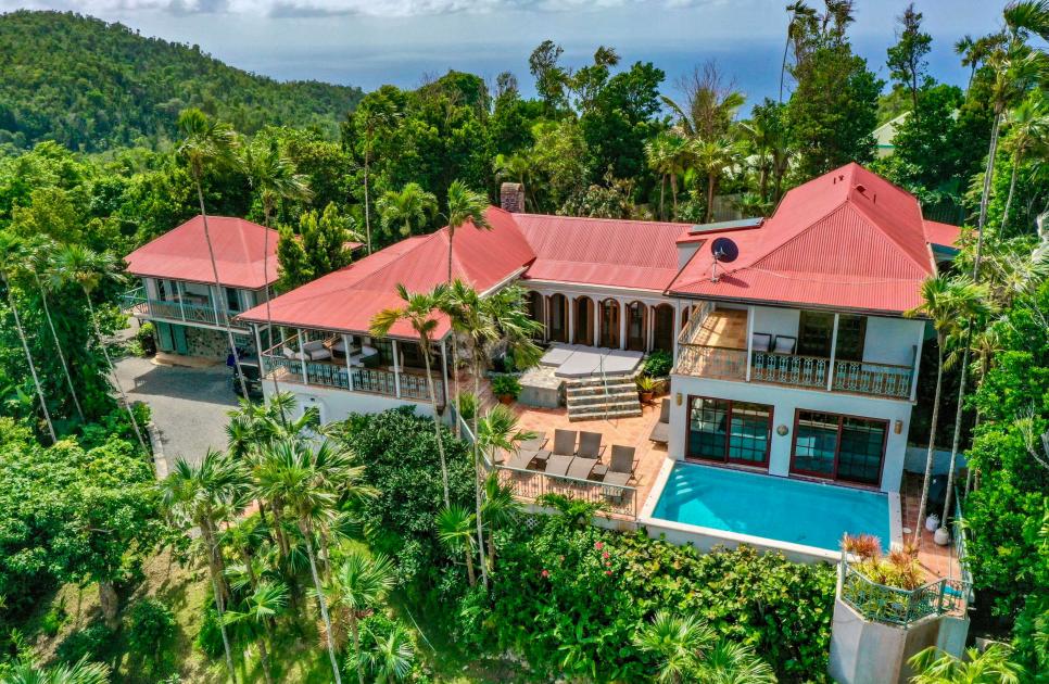 Aerial View of St. John Home Nestled in the Jungle