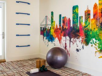Home Gym With Yellow Ceiling