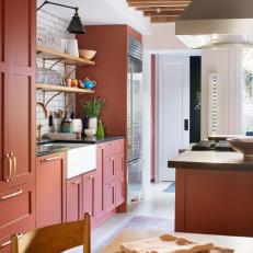 Eclectic Kitchen With Terra Cotta Cabinets