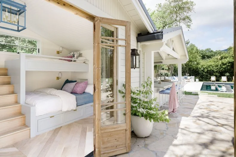 bi-folding French doors open to guest house