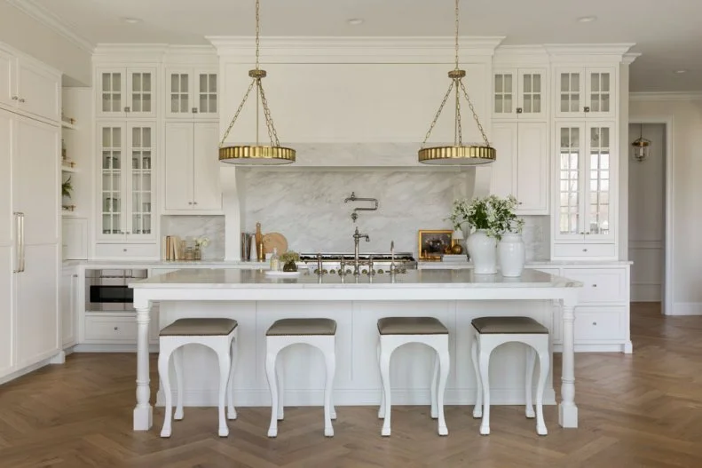 White Chef Kitchen With White Vases