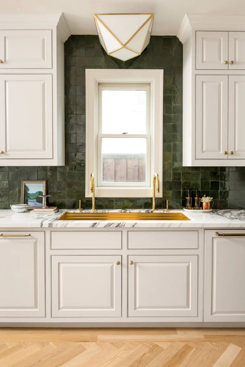 Kitchen Sink and Green Backsplash