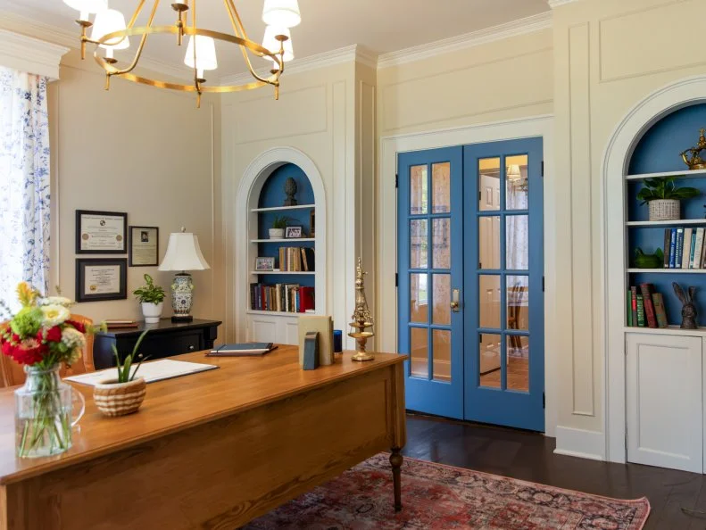 Office with French Blue Doors