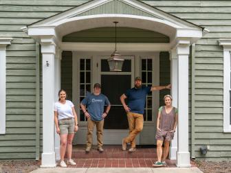 Ben & Erin Napier, Chris Miller, Katie Hinton, portraits at cooley house, as seen on Home Town, Season 8.