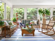 Blend of Wicker, Rattan and Wooden Furniture in Sunroom