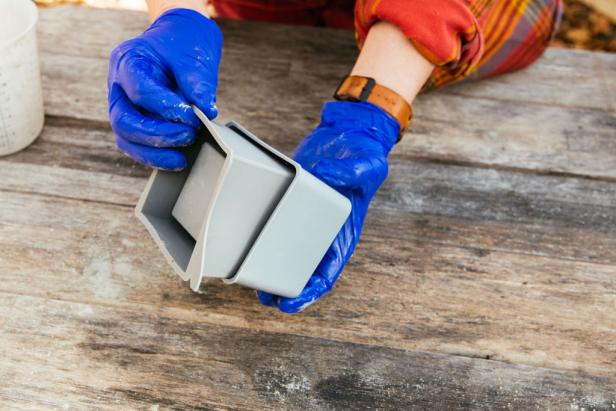 Planters can be made by pouring concrete into a variety of molds and letting sit to cure until hard. Ready-made silicone molds are the easiest way to create pots with consistent shapes and sizes.