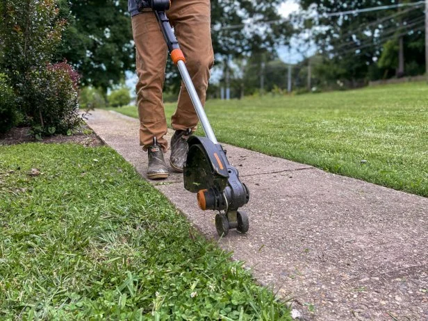 To test each string trimmer, included models such as a wheeled edger were tested to edge sidewalks.