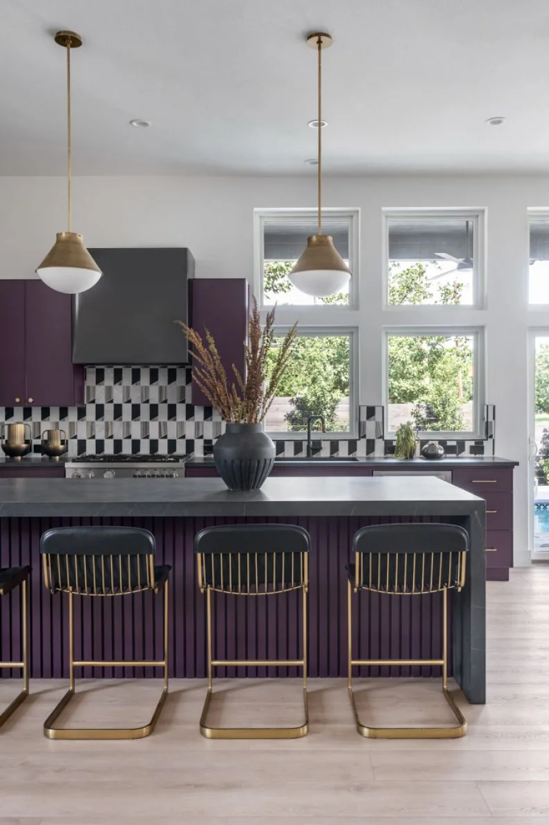 Black and Purple Kitchen Island