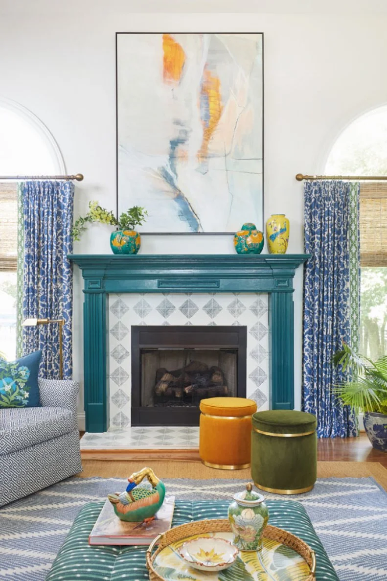 Teal Fireplace Mantel