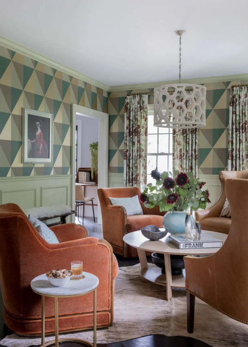Cozy Green and Orange Sitting Room