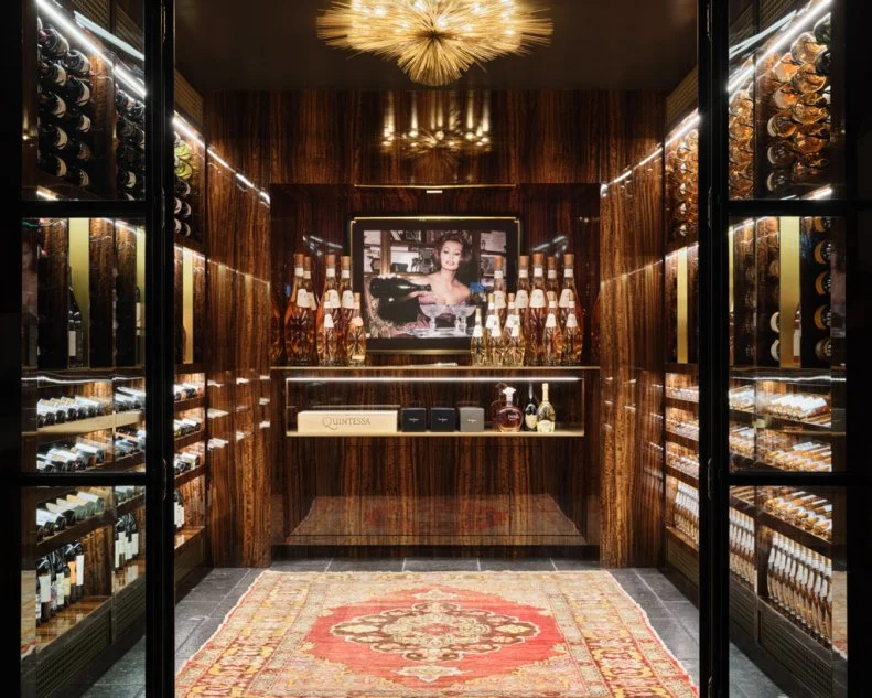 Crystal Chandelier In Wine Room