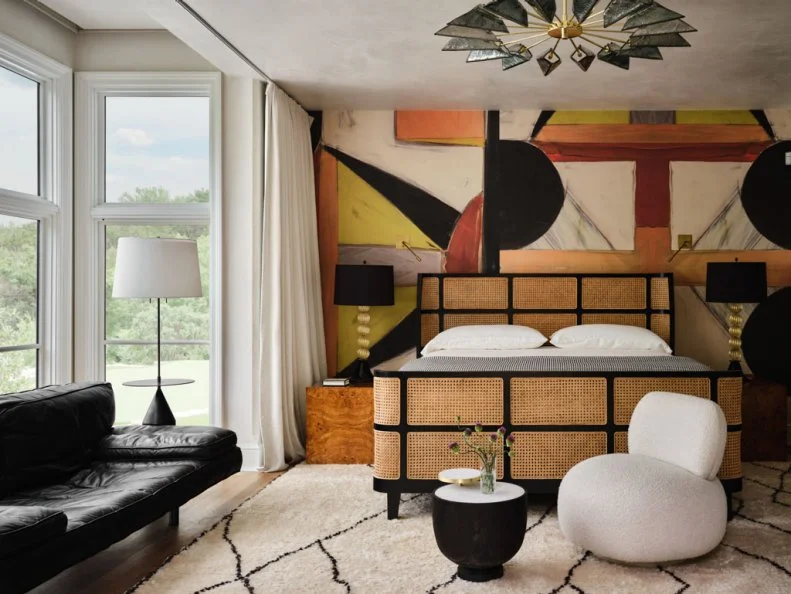 Geometric Accent Wall In Bedroom