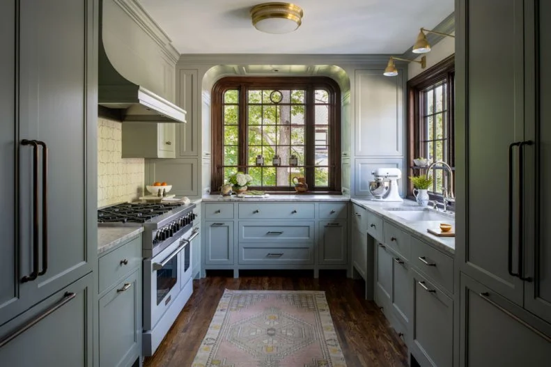 U-Shaped Gray Transitional Kitchen With Lots of Storage