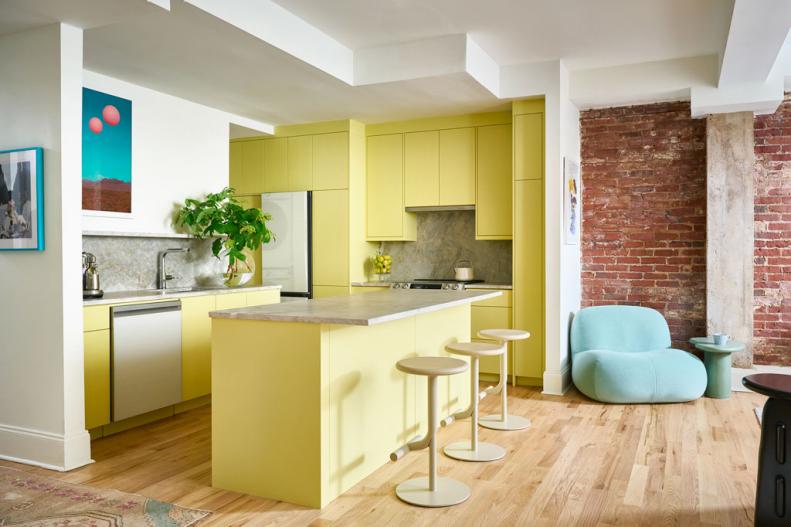 Colorful Open-Concept Kitchen