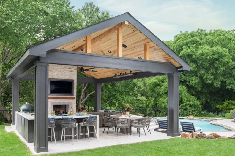 Backyard With Pool and Outdoor Kitchen