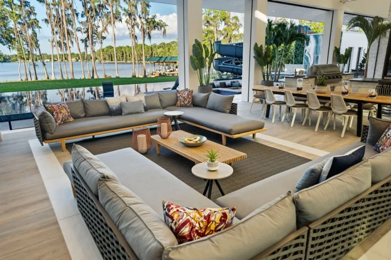 Two Large Sofas in Neutral Contemporary Outdoor Lounge