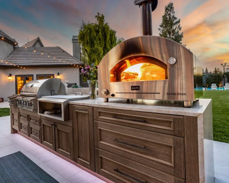 Flames Visible in Outdoor Pizza Oven