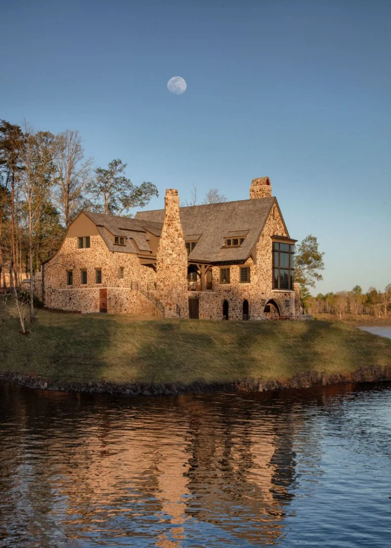 Lake House With Stone Siding