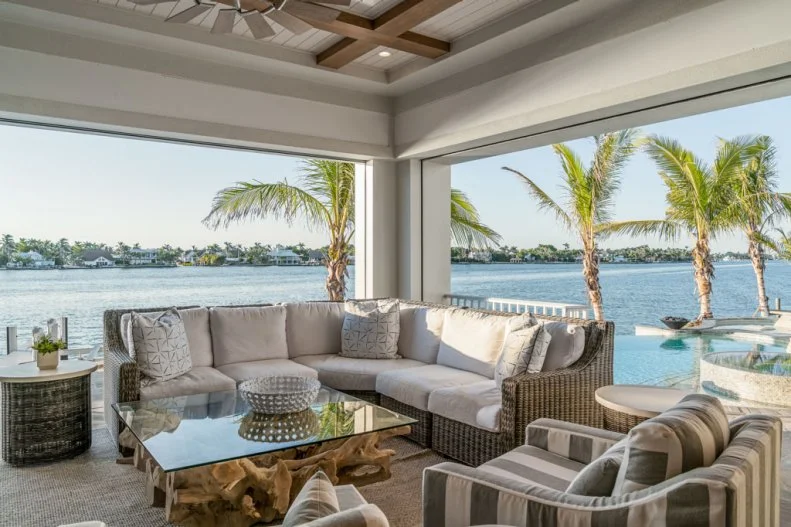 Waterfront Views From Neutral Coastal Covered Patio