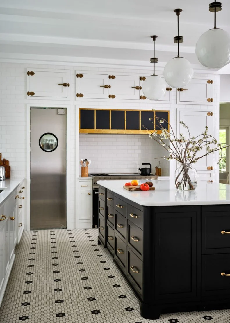 White Chef Kitchen With Metal Door