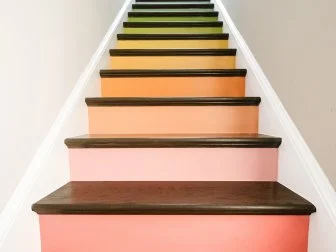 Multicolor Staircase With Painted Risers