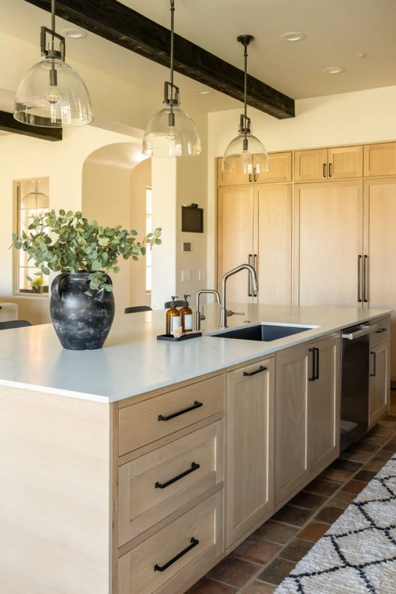 Transitional Kitchen With Black Vase