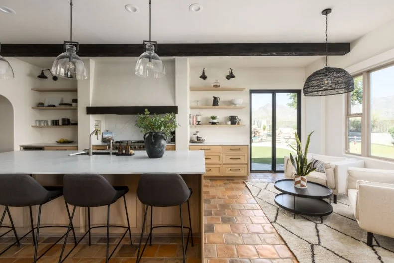 Mediterranean Kitchen With Sitting Area