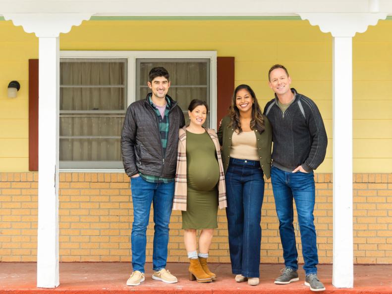 Brian and Mika Kleinschmidt with The William and Garland Motel Owners Perry and Amanda Savas, at The William and Garland Motel, as seen on 100 Day Hotel Challenge, Season 1.