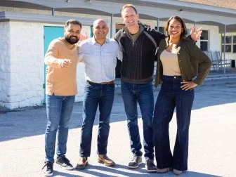 Brian and Mika Kleinschmidt, Salter Path Inn Owners Roc and Raj Patel, as seen on 100 Day Hotel Challenge, Season 1.