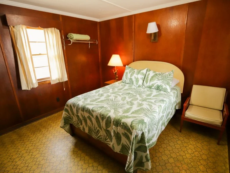 The single room at the William & Garland hotel before renovations, as seen on 100 Day Hotel Challenge, Season 1.