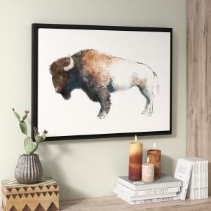Colorful Bison' Framed Painting Print