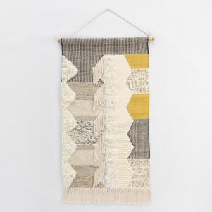 Gray and White Woven Wall Hanging