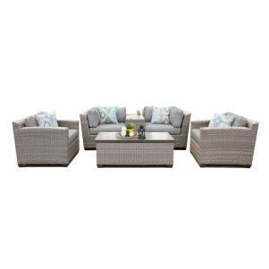 Contemporary Gray Wicker Patio Lounge Set