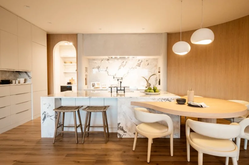 Bryan and Sarah’s renovated Kitchen Dining area, as seen on Rock The Block, Season 5.