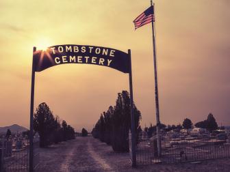 Tombstone Cemetery at sunset in the historic Tombstone, Arizona.
