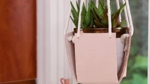 DIY Hanging Leather Planter