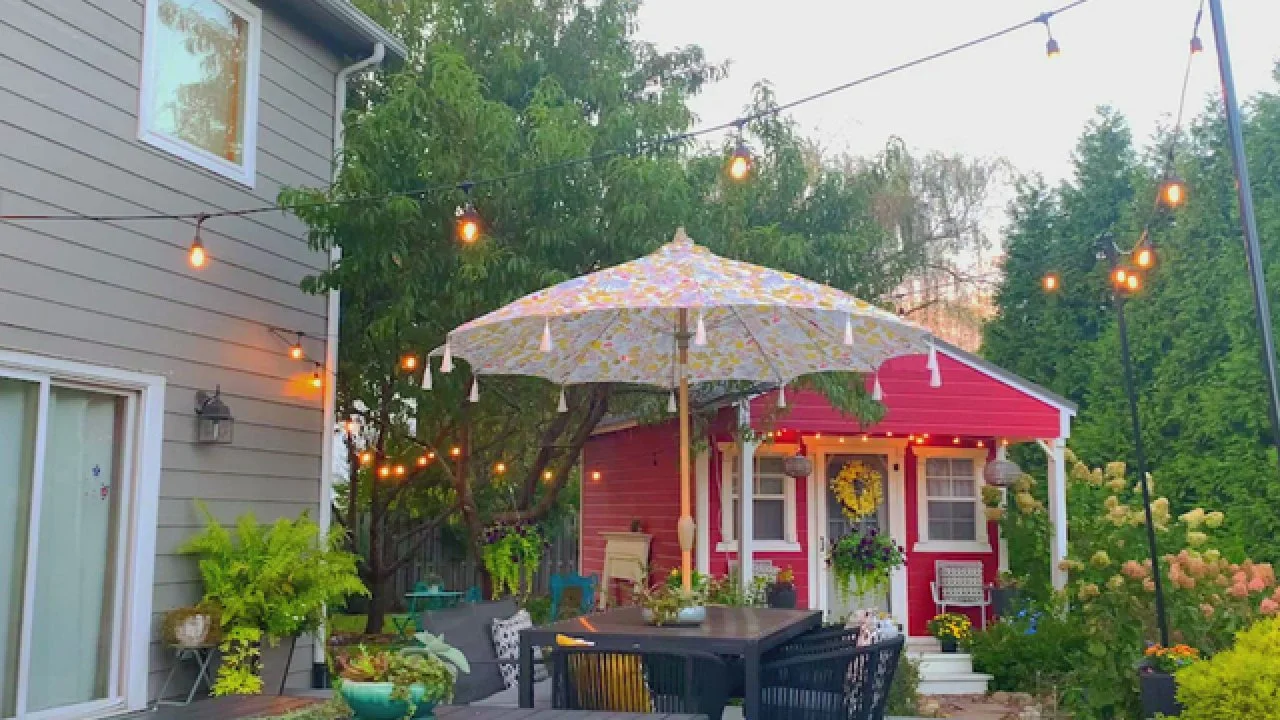 DIY Cafe Lights in Planters